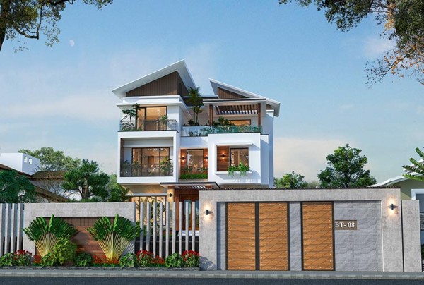 Mẫu thiết kế biệt thự 3 tầng phong cách hiện đại tại Hà Nội KT2009342