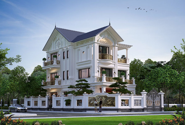 Mẫu thiết kế biệt thự mái thái 3 tầng khu vực Đà Nẵng KT2002927