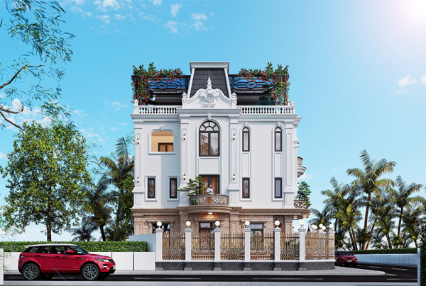 Mẫu thiết kế biệt thự tân cổ điển mái mansard tại Hòa Bình KT2009198