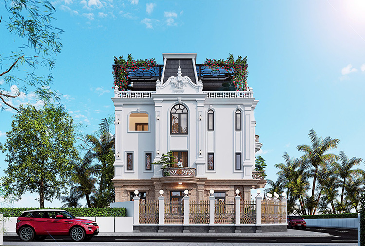 Biệt thự 3 tỷ tân cổ điển mái Mansard tại Hòa Bình KT2009198 thiết kế bởi Betaviet