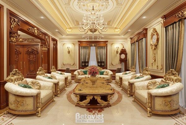 Mẫu nội thất phòng khách biệt thự tân cổ điển tại Hòa Bình NT2009313-1B