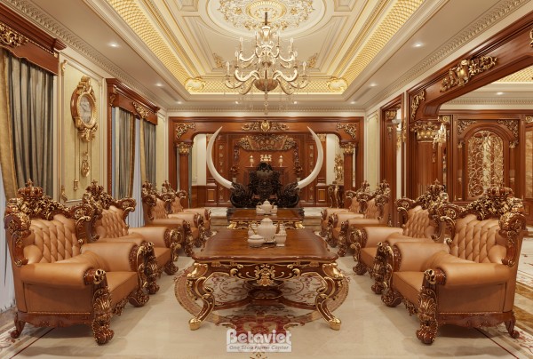 Mẫu nội thất phòng khách biệt thự tân cổ điển tại Hòa Bình NT2009313-1C