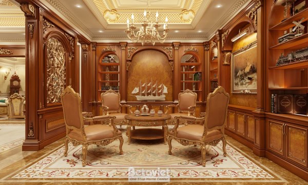 Mẫu thiết kế nội thất phòng sinh hoạt chung biệt thự tân cổ điển NT2009313-1B