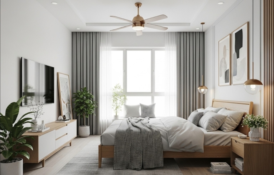 thiết kế phòng ngủ chung cư phong cách japandi