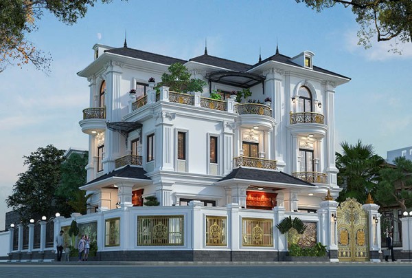 Thiết kế biệt thự 3 tầng tân cổ điển mái Nhật tại Thái Nguyên KT2009381