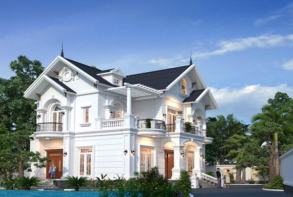 Thiết kế biệt thự mái thái tân cổ điển 2 tầng tại Hưng Yên KT5004382