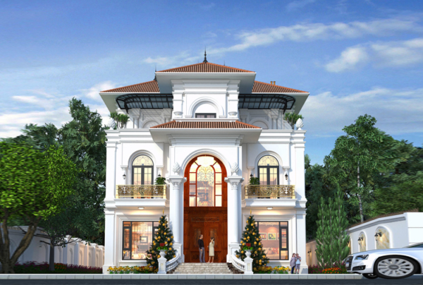 Thiết kế biệt thự phong cách Địa Trung Hải 3 tầng tại Hà Nội KT25827
