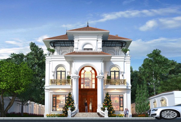 Thiết kế biệt thự phong cách Địa Trung Hải 3 tầng tại Hà Nội KT25827