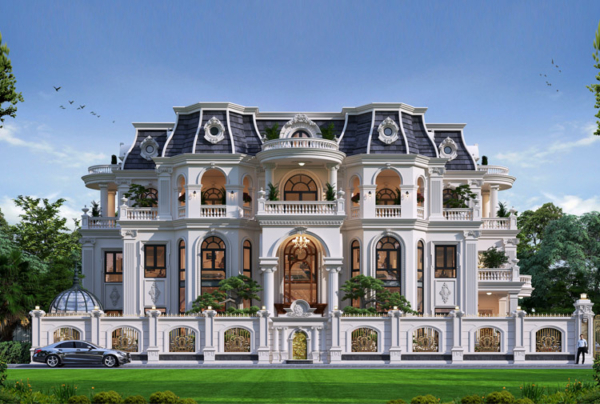Thiết kế dinh thự tân cổ điển 2 tầng mái Mansard tại Hải Phòng KT25828