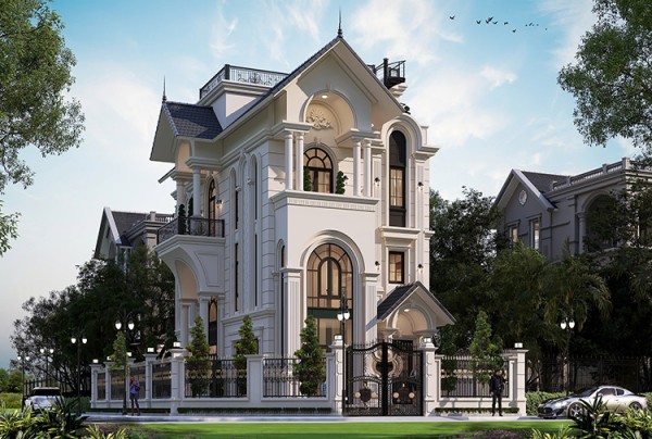 Thiết kế tân cổ điển biệt thự KĐT Vinhomes River Side KT2009344A