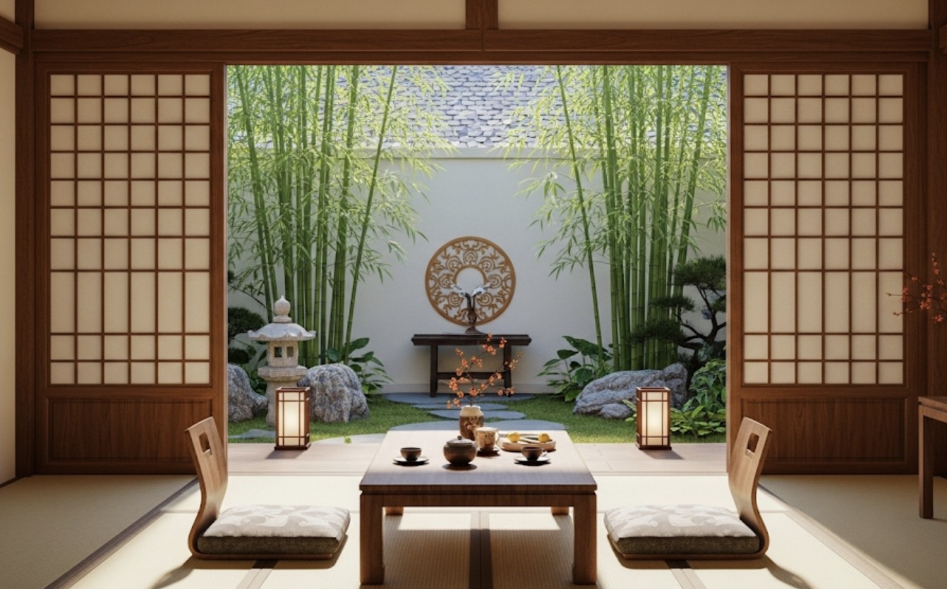 Phòng khách kiểu Nhật biệt thự cao cấp