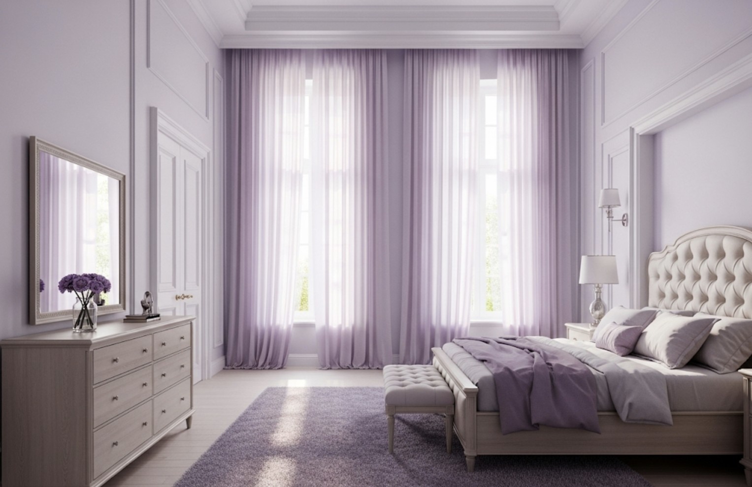 60 Mẫu Phòng Ngủ Màu Tím Lãng Mạn Nhưng Cũng Đầy Bí Ẩn Cho Chị Em