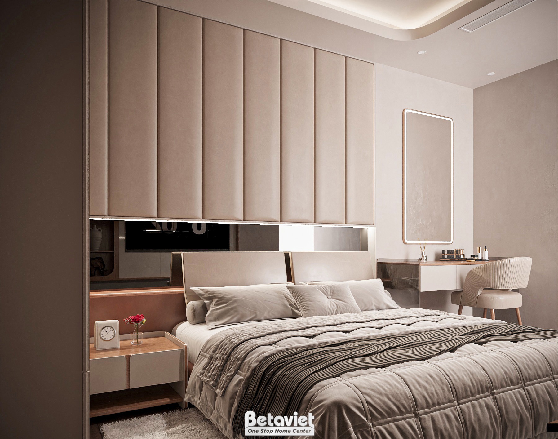 Phòng ngủ 20m2 với walk-in closet