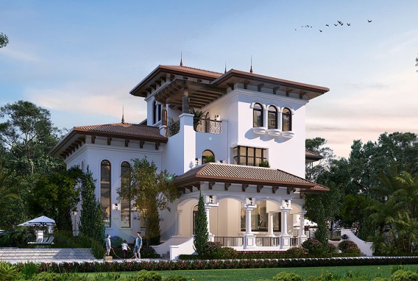 Thiết kế biệt thự 3 tầng phong cách Địa Trung Hải tại Hà Nội KT25839