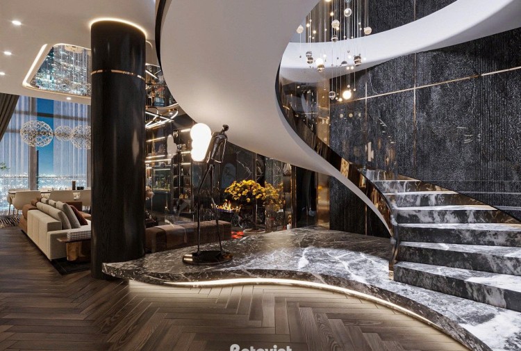Thiêt kế cầu thang Penthouse hiện đại luxury Ciputra NT25845