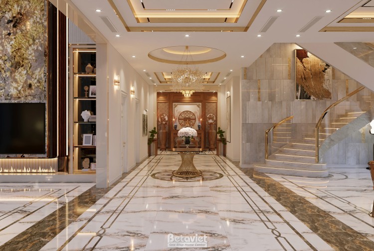 Thiết kế đại sảnh biệt thự hiện đại luxury NT8002312