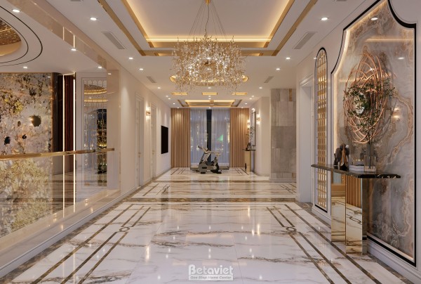 Thiết kế hành lang tầng lửng biệt thự hiện đại luxury NT8002312