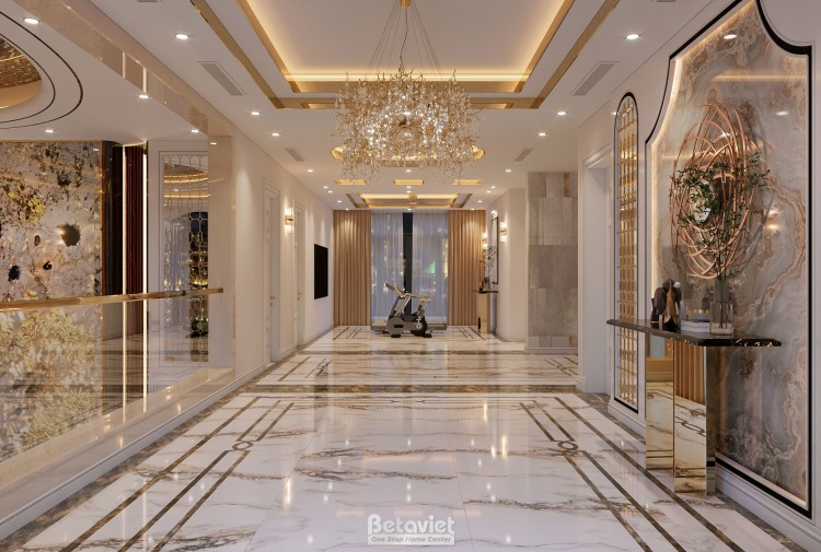 Thiết kế hành lang tầng lửng biệt thự hiện đại luxury NT8002312