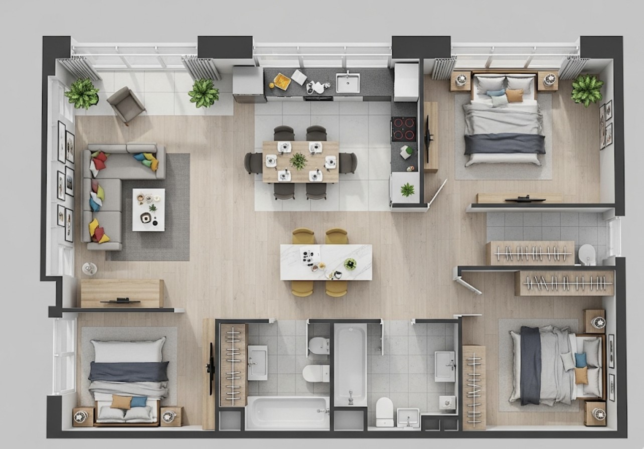 thiết kế nội thất chung cư 3 phòng ngủ
