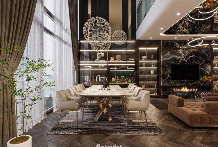 Thiêt kế nội thất phòng ăn Penthouse hiện đại luxury Ciputra NT25845