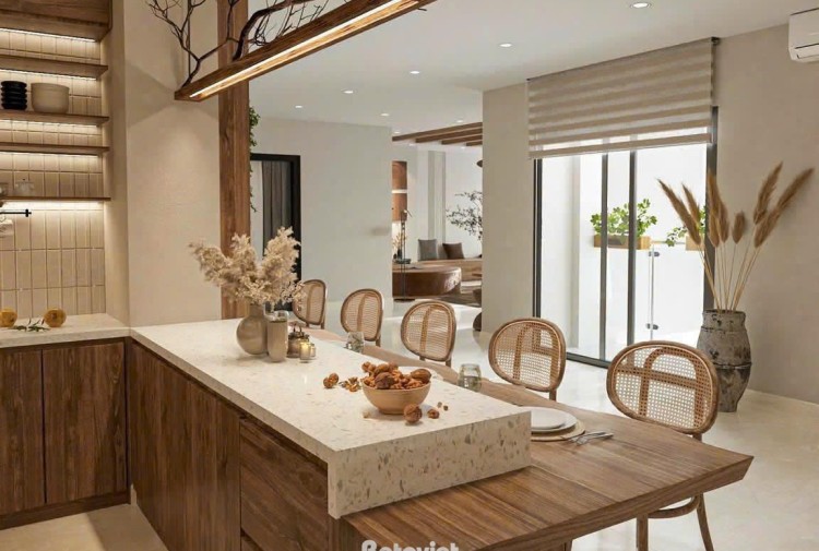 Thiết kế nội thất phòng ăn Wabi Sabi căn hộ hiện dại NT25844