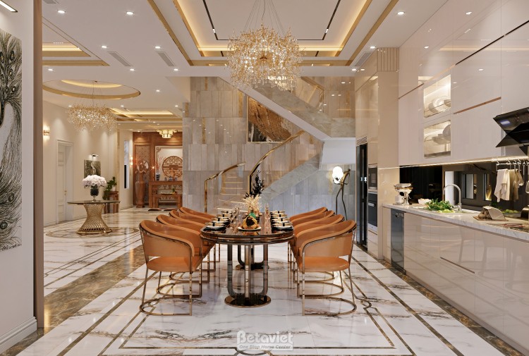 Thiết kế nội thất phòng bếp biệt thự hiện đại luxury NT8002312