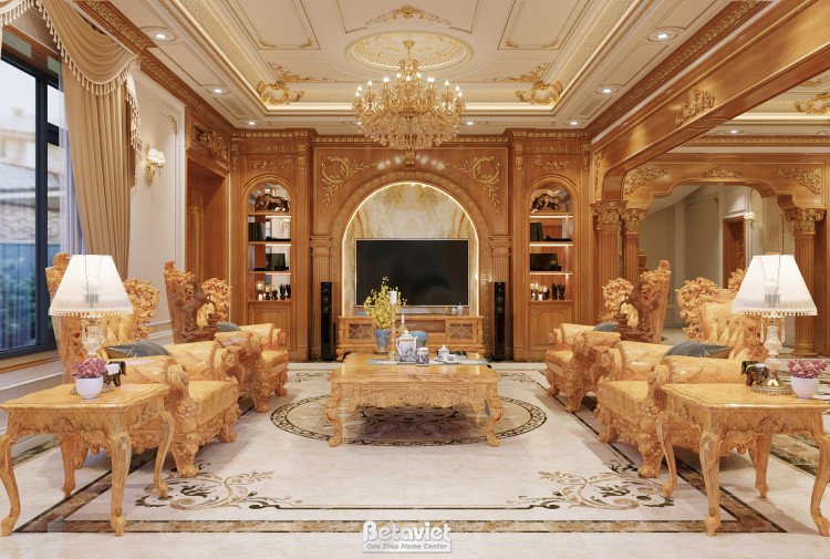 Thiết kế nội thất phòng khách biệt thự tân cổ điển NT2009177