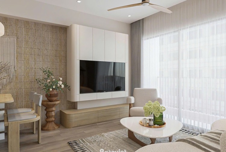 Thiết kế nội thất phòng khách căn hộ hiện đại KĐT Vinhomes Smart City NT25843