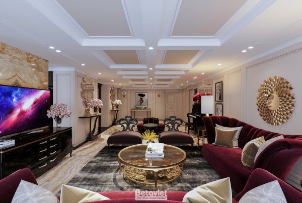 Thiết kế nội thất phòng khách Penthouse Art Deco KĐT Ecopark NT20042