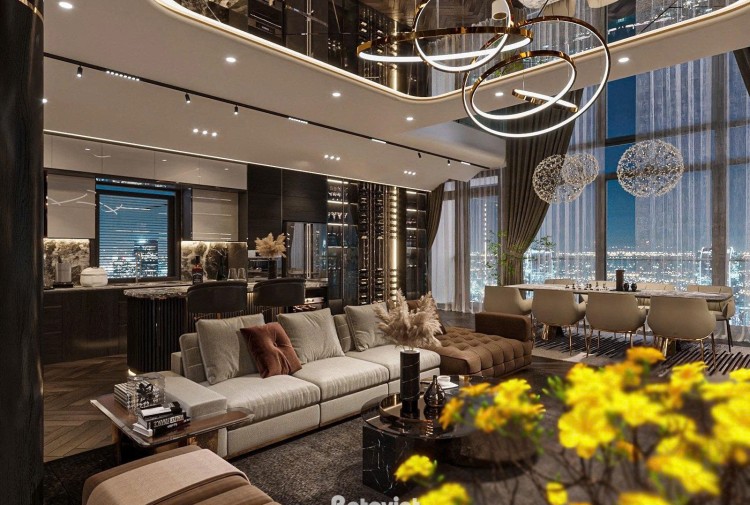Thiêt kế nội thất phòng khách Penthouse hiện đại luxury Ciputra NT25845