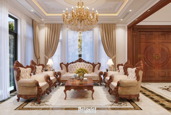Thiết kế nội thất phòng khách tân cổ điển tại Bắc Ninh NT2003715