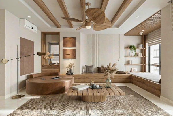 Thiết kế nội thất phòng khách Wabi Sabi căn hộ hiện dại NT25844