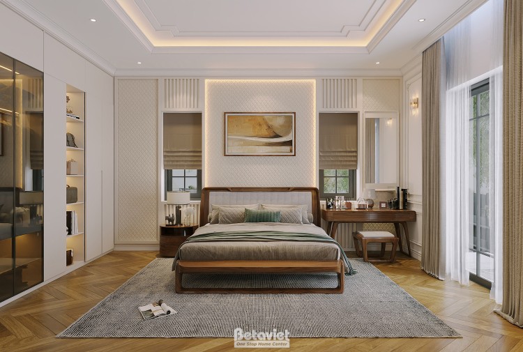 Thiết kế nội thất phòng ngủ biệt thự hiện đại gỗ tại Hà Tĩnh NT8190050