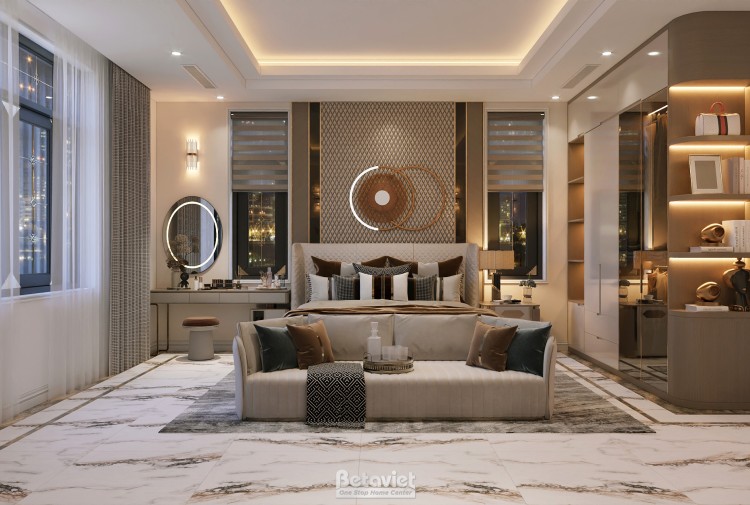 Thiết kế nội thất phòng ngủ biệt thự hiện đại luxury NT8002312