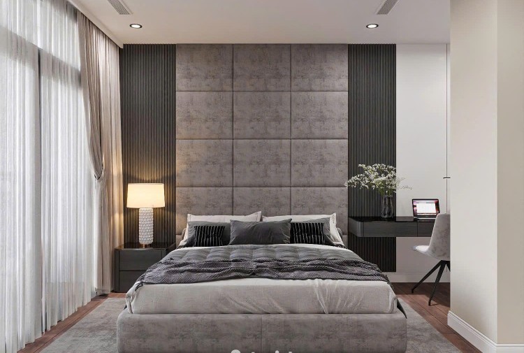 Thiết kế nội thất phòng ngủ căn hộ 3 phòng ngủ Hateco Laroma NT25840
