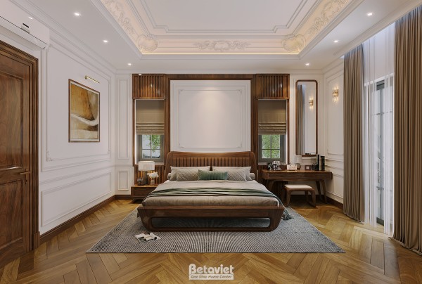 Thiết kế nội thất phòng ngủ Master biệt thự hiện đại gỗ tại Hà Tĩnh NT8190050