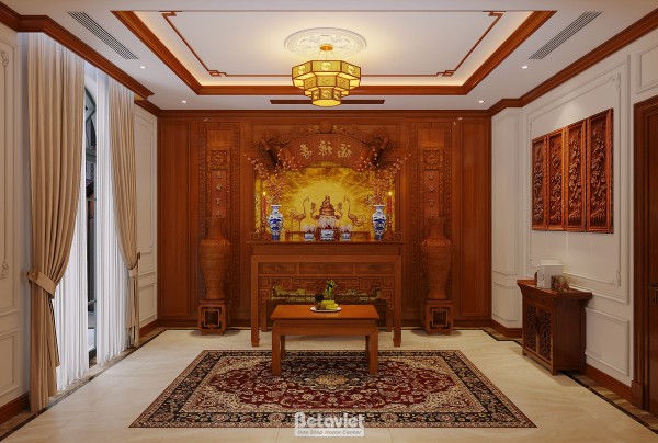 Thiết kế nội thất phòng thờ biệt thự truyền thống tại Hà Tĩnh NT8190050