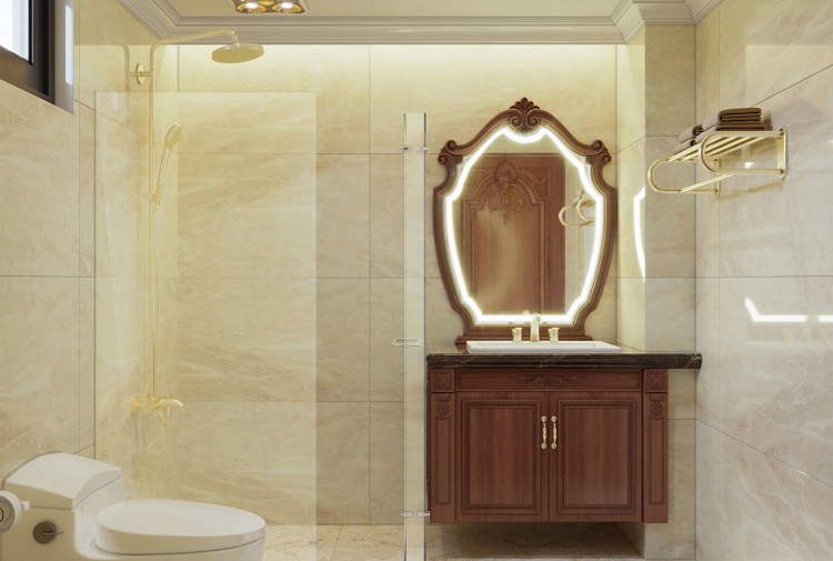 Thiết kế nội thất phòng vệ sinh biệt thự tân cổ điển NT5003780-1
