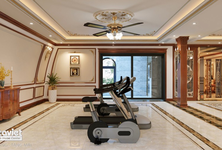 Thiết kế phòng gym biệt thự tân cổ điển NT2001994