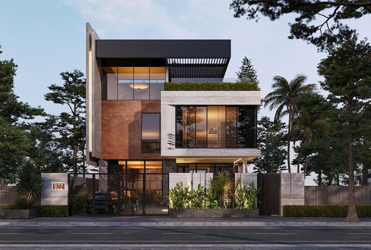 Mẫu thiết kế kiến trúc biệt thự 3 tầng nghỉ dưỡng tại Hà Nội KT25859