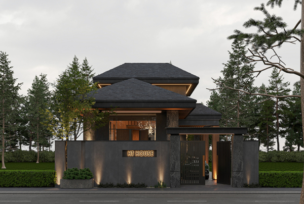 Thiết kế kiến trúc biệt thự HT House phong cách Á Đông tại Hà Nội KT25850