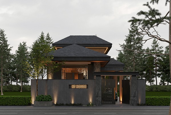 Thiết kế kiến trúc biệt thự HT House phong cách Á Đông tại Hà Nội KT25850