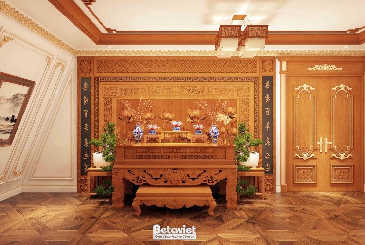Mẫu thiết kế nội thất phòng thờ truyền thống biệt thự NT2009275