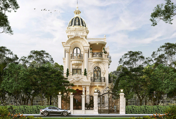 Thiết kế lâu đài 3 tầng tân cổ điển châu Âu tại Hưng Yên KT2009396