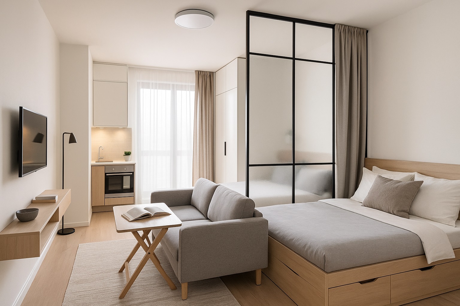 Thiết kế nội thất Vinhomes căn hộ studio tiện lợi