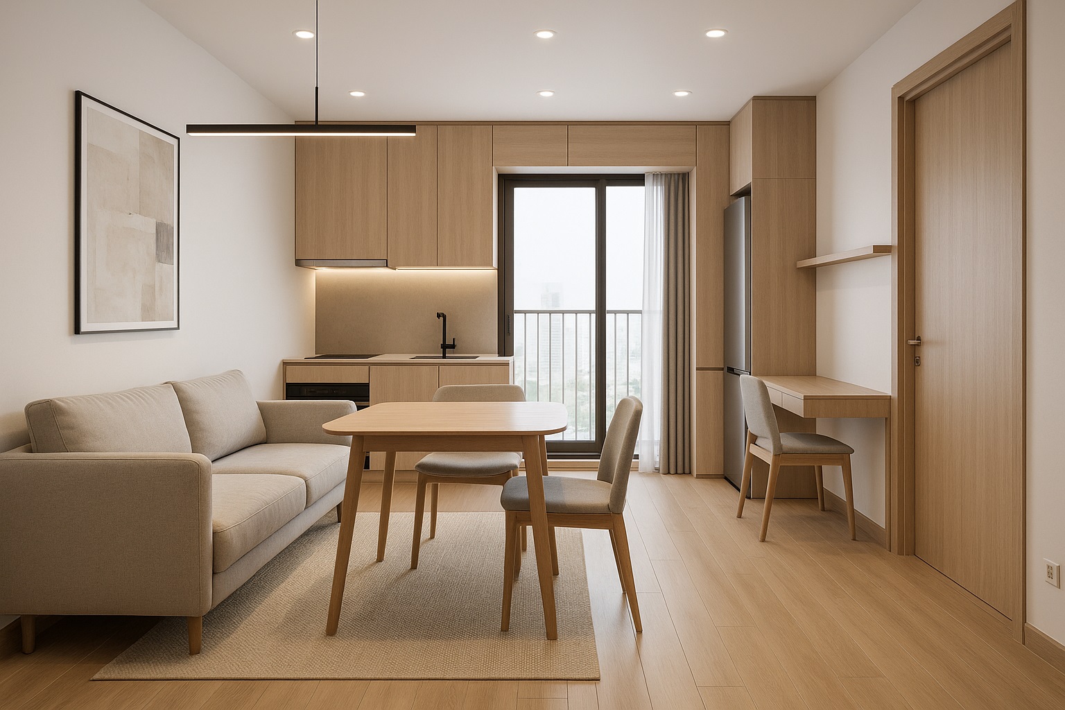 Thiết kế nội thất vinhomes căn hộ 1 phòng ngủ