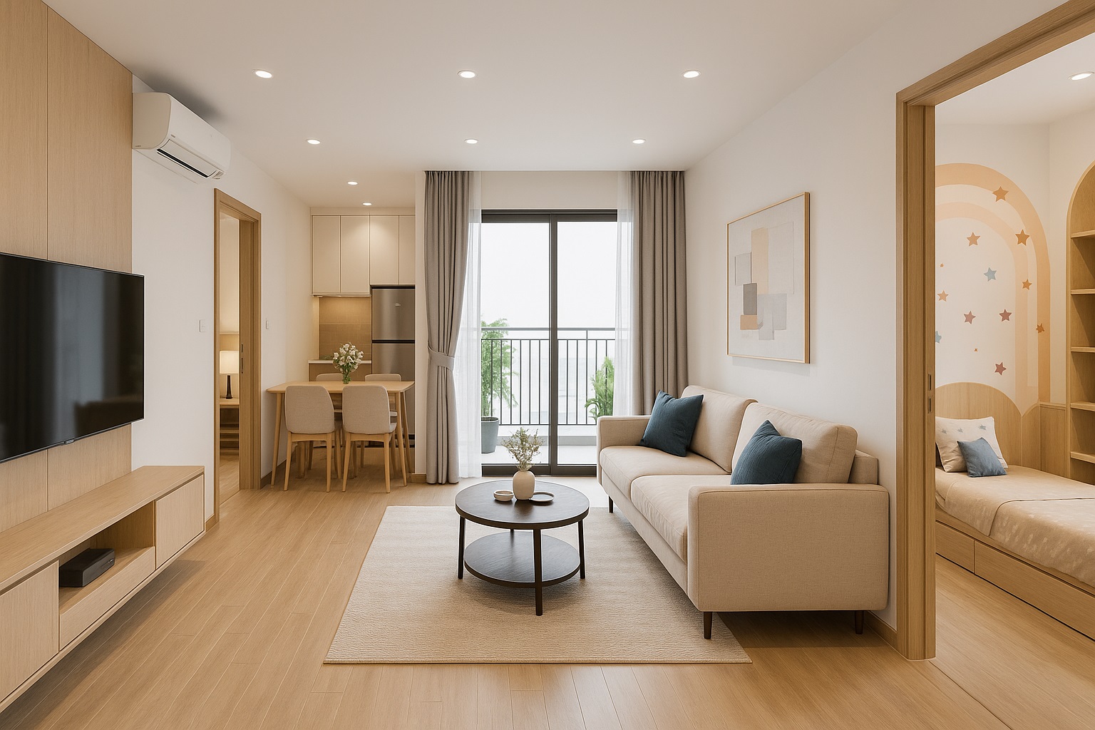Thiết kế nội thất Vinhomes căn hộ 2 phòng ngủ