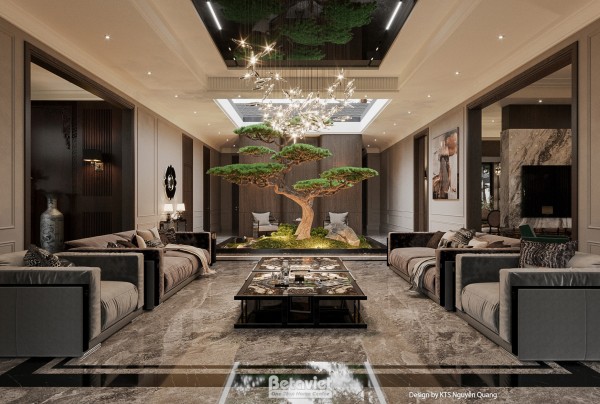 Thiết kế nội thất phòng khách hiện đại luxury tại Nghệ An NT25852