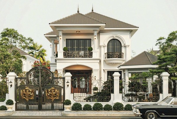 Thiết kế biệt thự 2 tầng phong cách tân cổ điển tại Hà Nội KT25872
