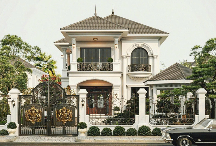 Thiết kế biệt thự 2 tầng phong cách tân cổ điển tại Hà Nội KT25872